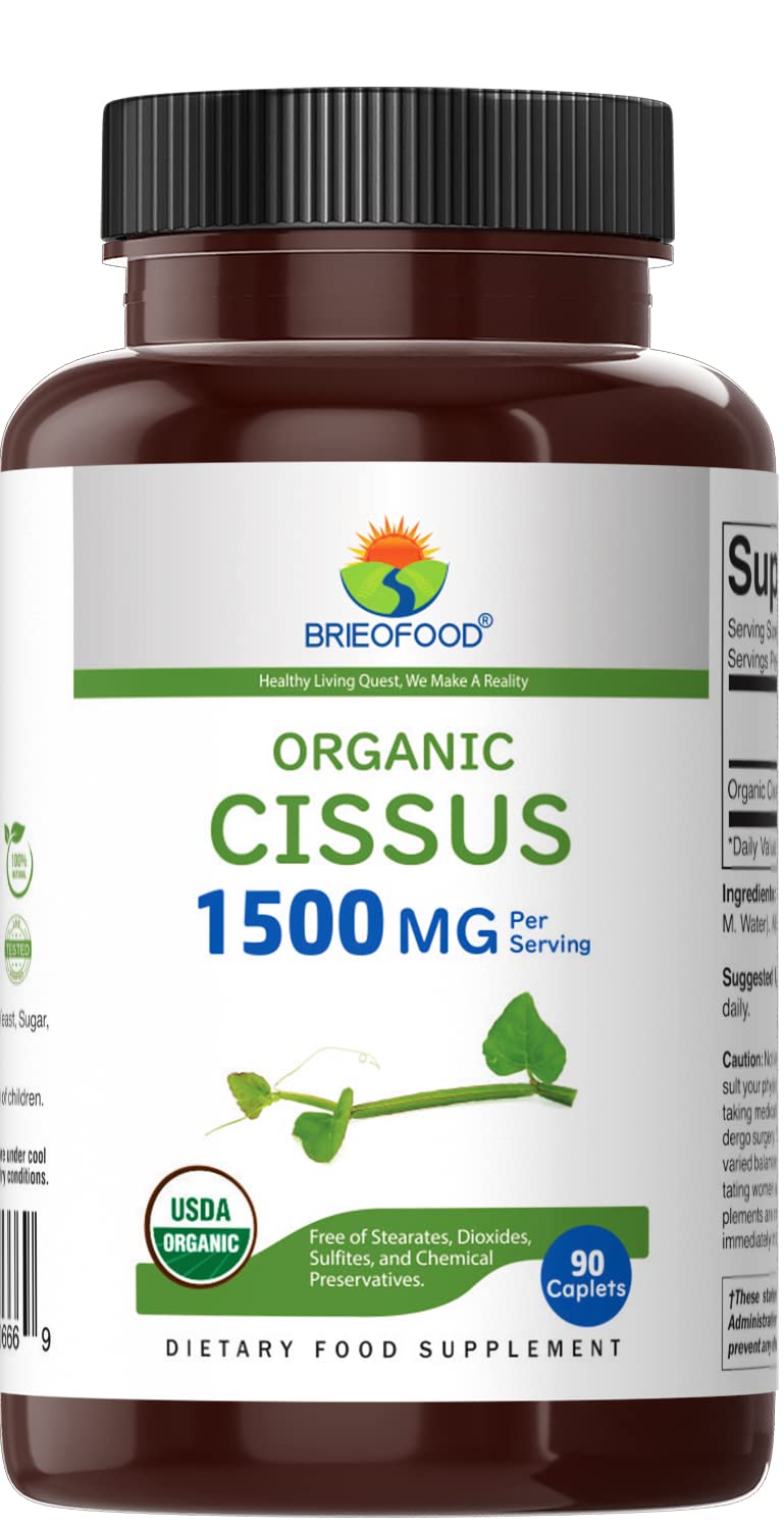 Brieofood Cissus Quadrangularis 1500 Milligrams supplement organic certification seal