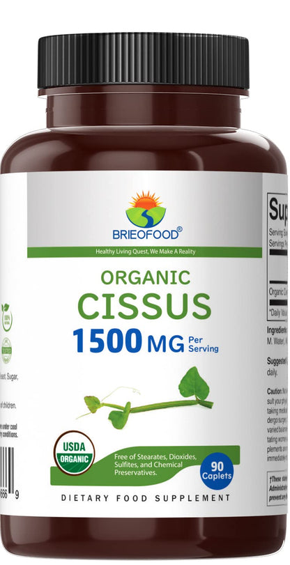 Brieofood Cissus Quadrangularis 1500 Milligrams supplement organic certification seal