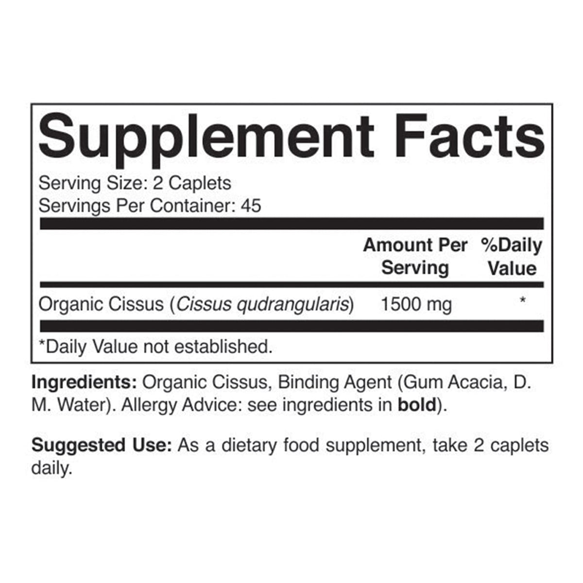 Brieofood ninety vegetarian tablets bottle side panel displaying ingredient list