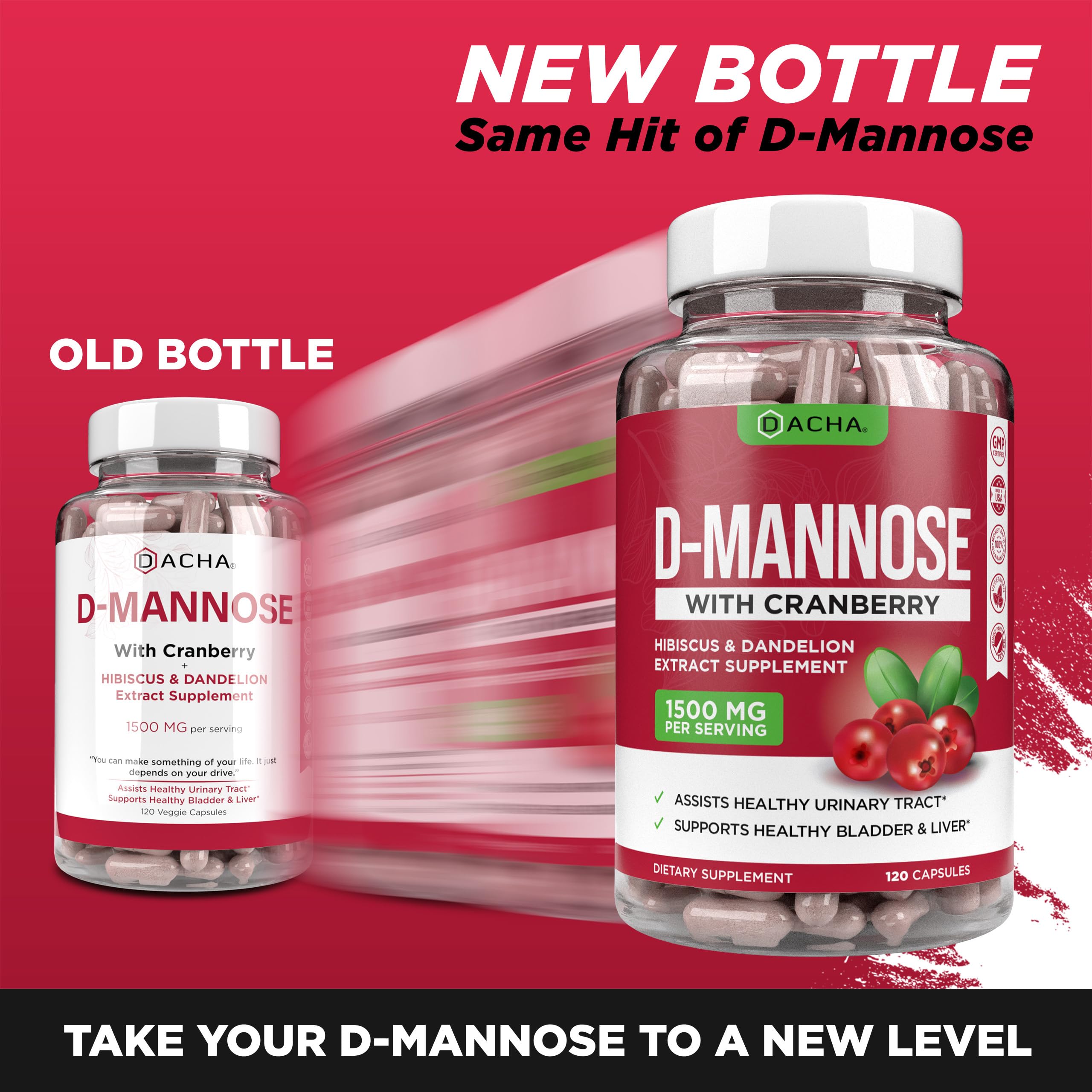 Dacha Natural D-Mannose 4-in-1 formula supplement facts label
