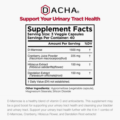 Dacha Natural D-Mannose urinary health supplement packaging