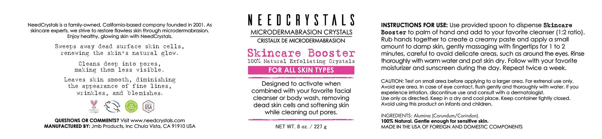 Authentic imported USA NeedCrystals packaging with clear product safety labels
