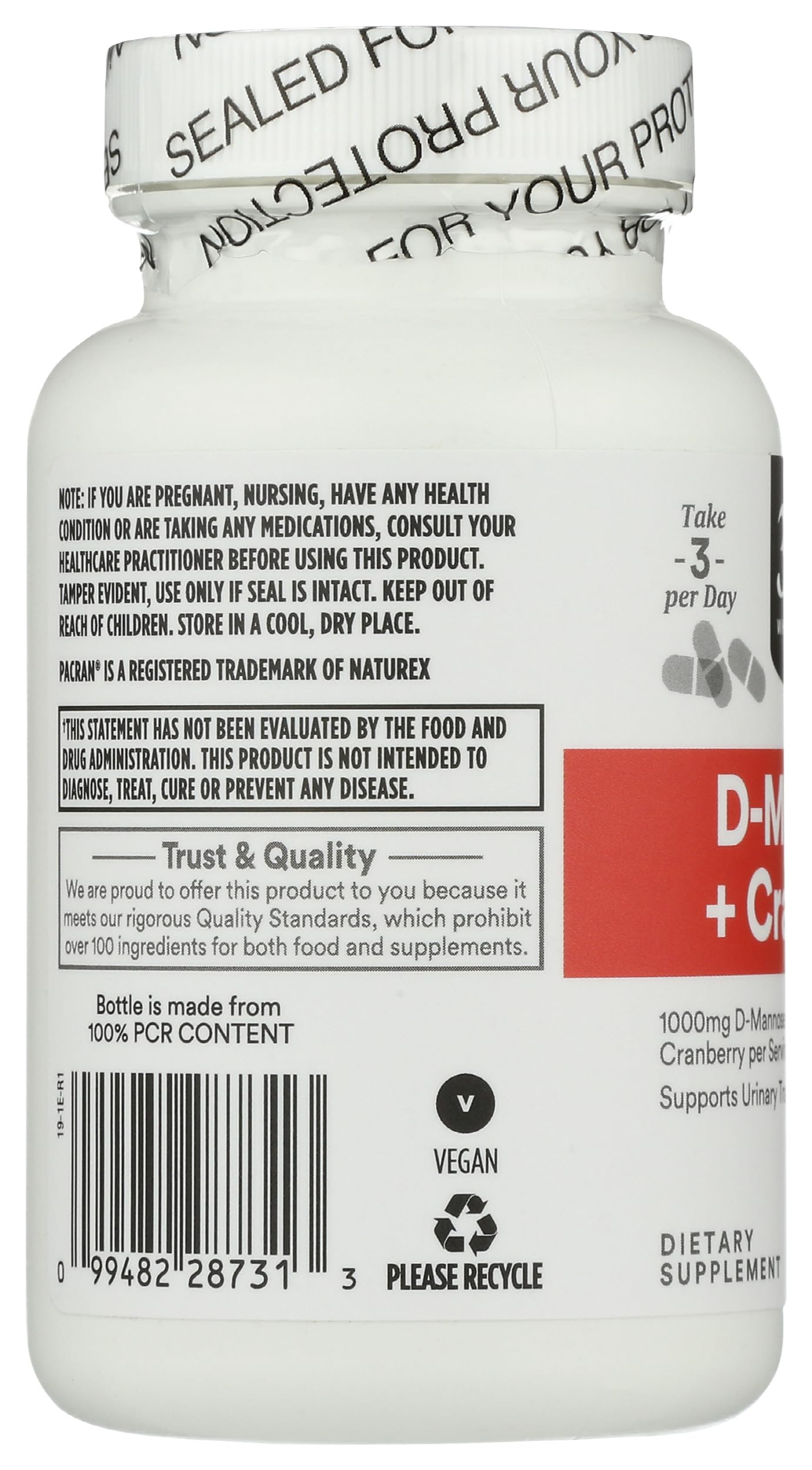 365 By Whole Foods Market D-Mannose With Cranberry vegan capsules bottle