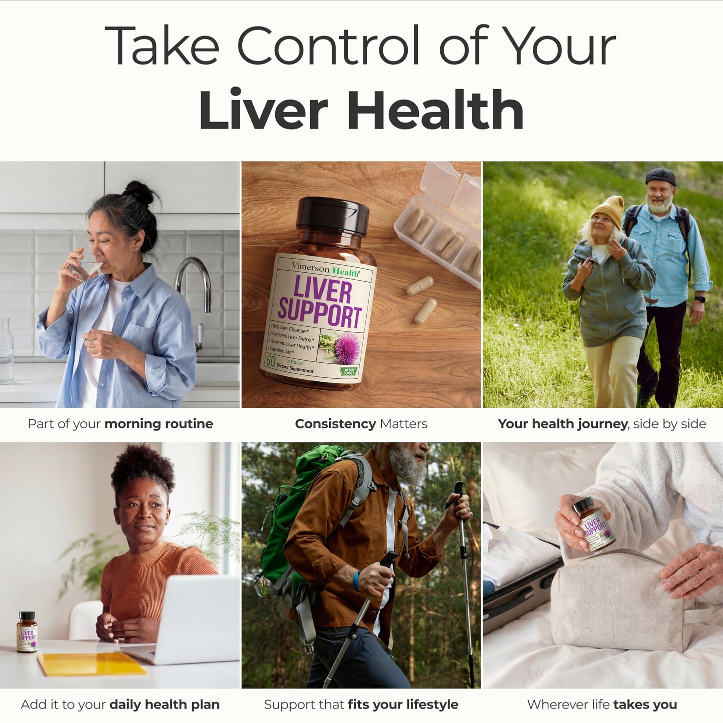 Vimerson Health vegan liver cleanse bottle showing daily capsule dosage instructions