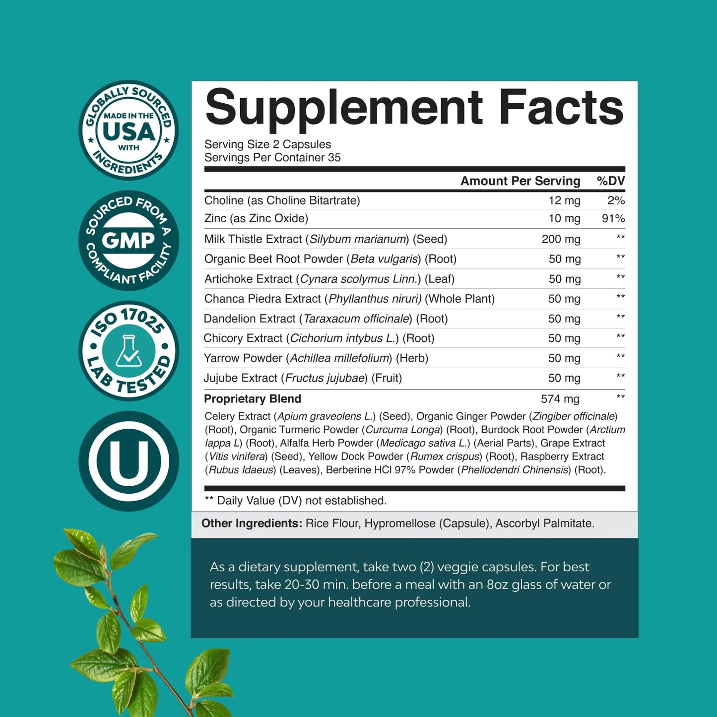 Premium USA imported Nature's Craft Liver Cleanse veggie capsules displayed on white background