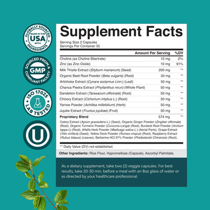 Premium USA imported Nature's Craft Liver Cleanse veggie capsules displayed on white background