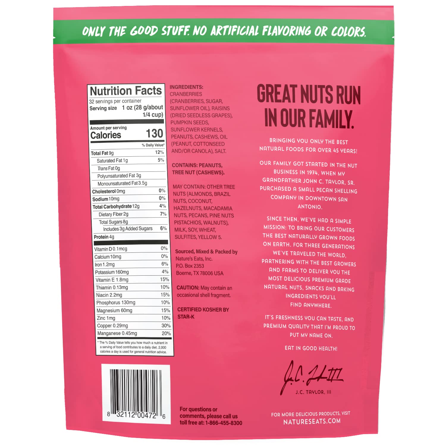 Nature's Eats Endurance Gluten Free And Non GMO Cranberry Trail Mix 907g package details