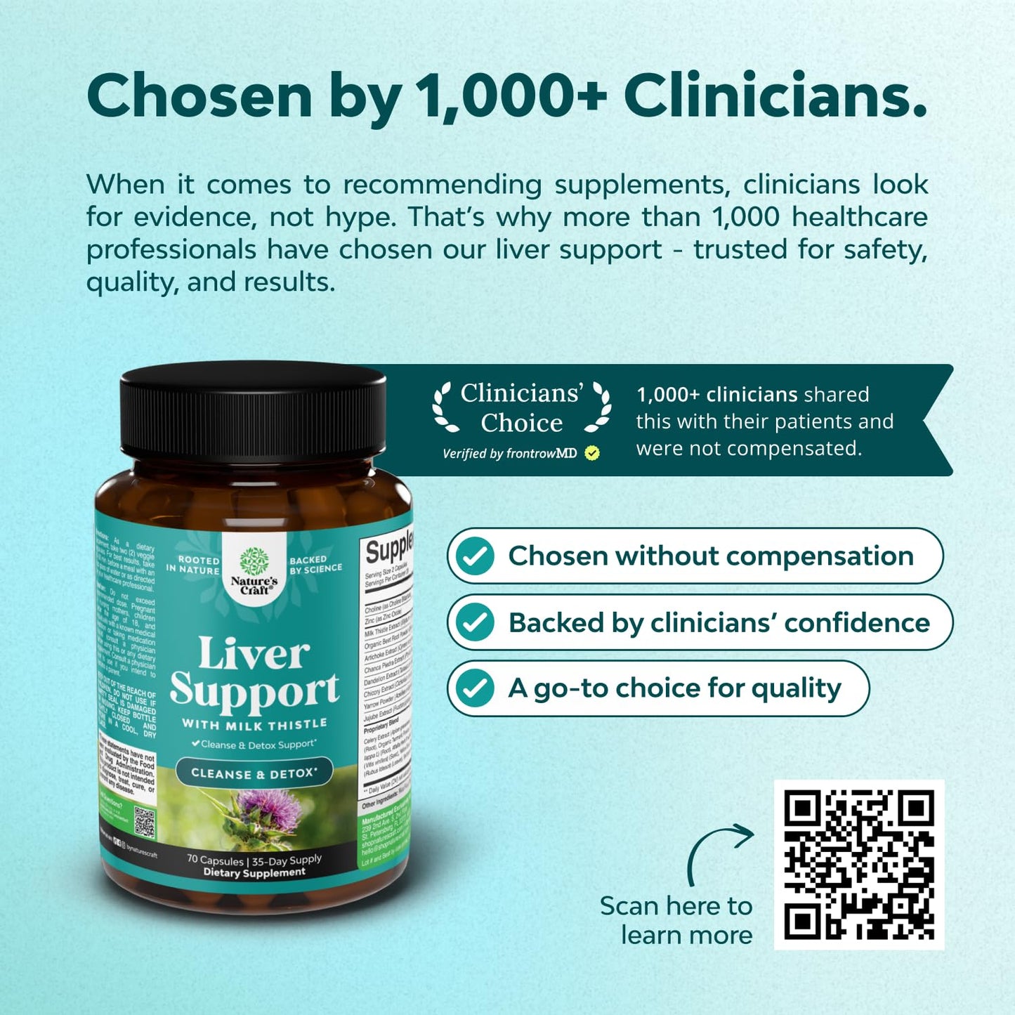 Nature's Craft Liver Cleanse Detox and Repair packaging showing non GMO and gluten free certifications