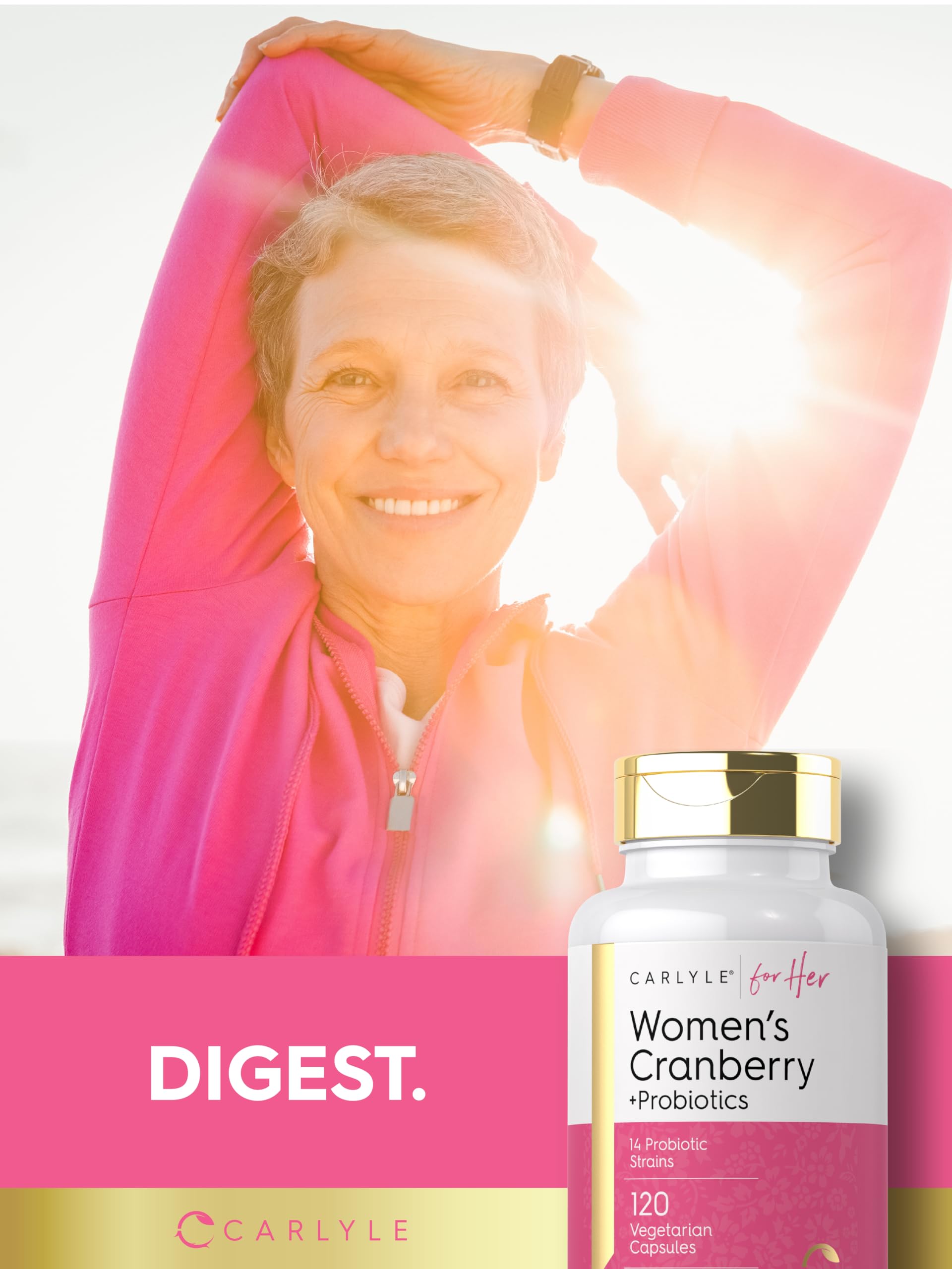 Carlyle Women's Cranberry Plus Probiotics and capsule size