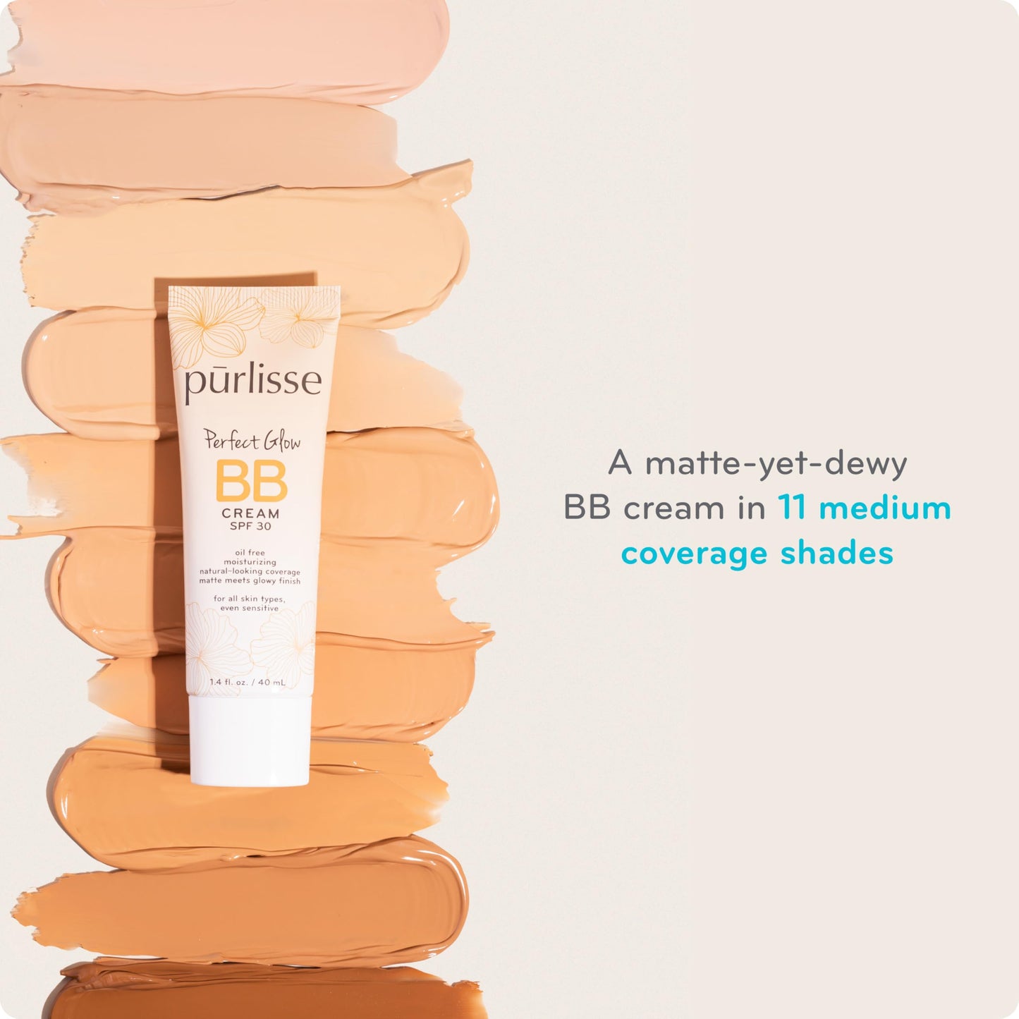 Purlisse daily sun protection and medium coverage facial moisturizer tube.