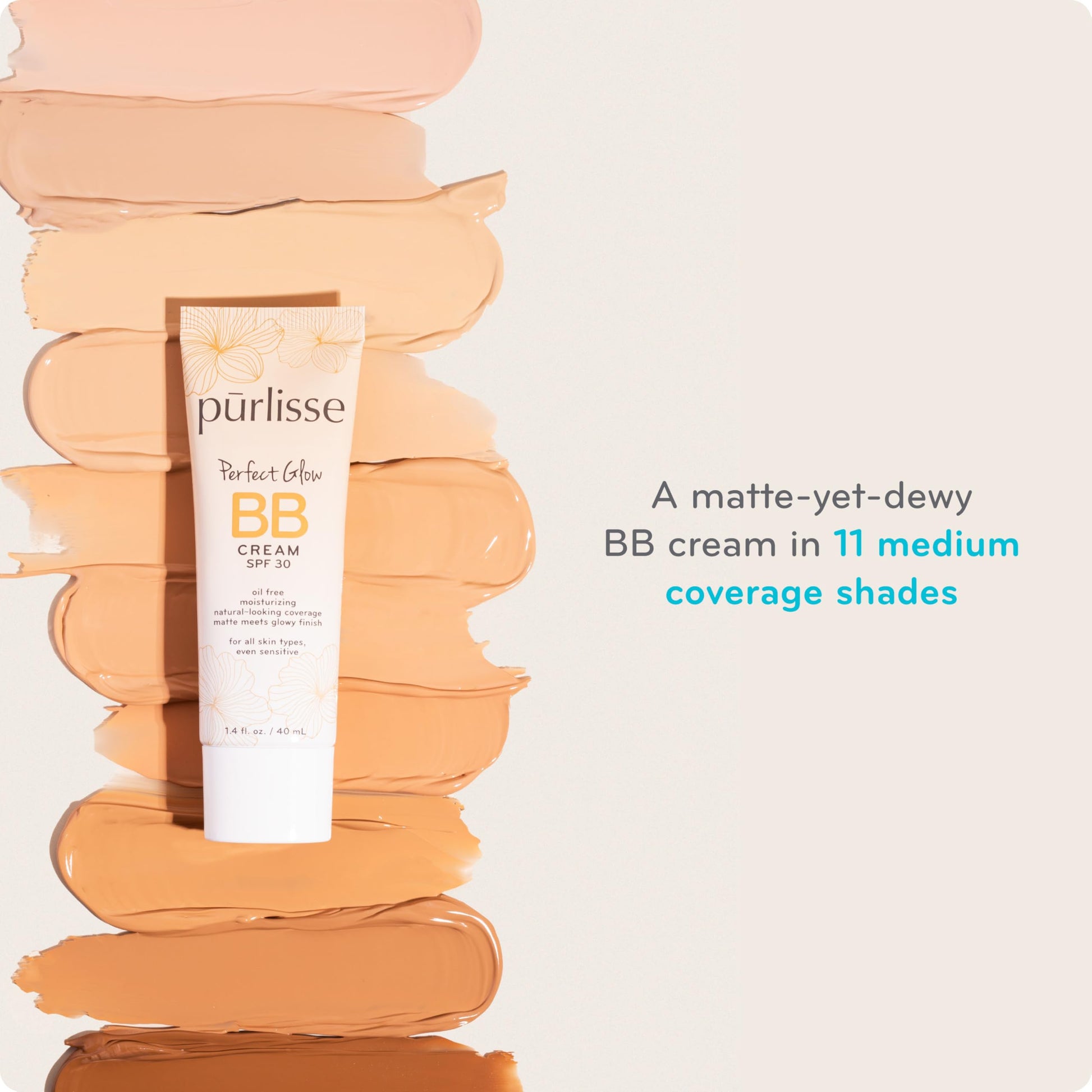 Purlisse daily sun protection and medium coverage facial moisturizer tube.