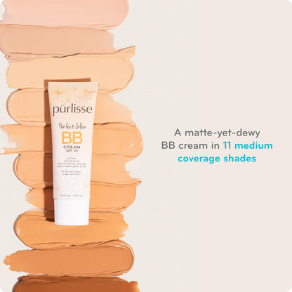 Purlisse daily sun protection and medium coverage facial moisturizer tube.