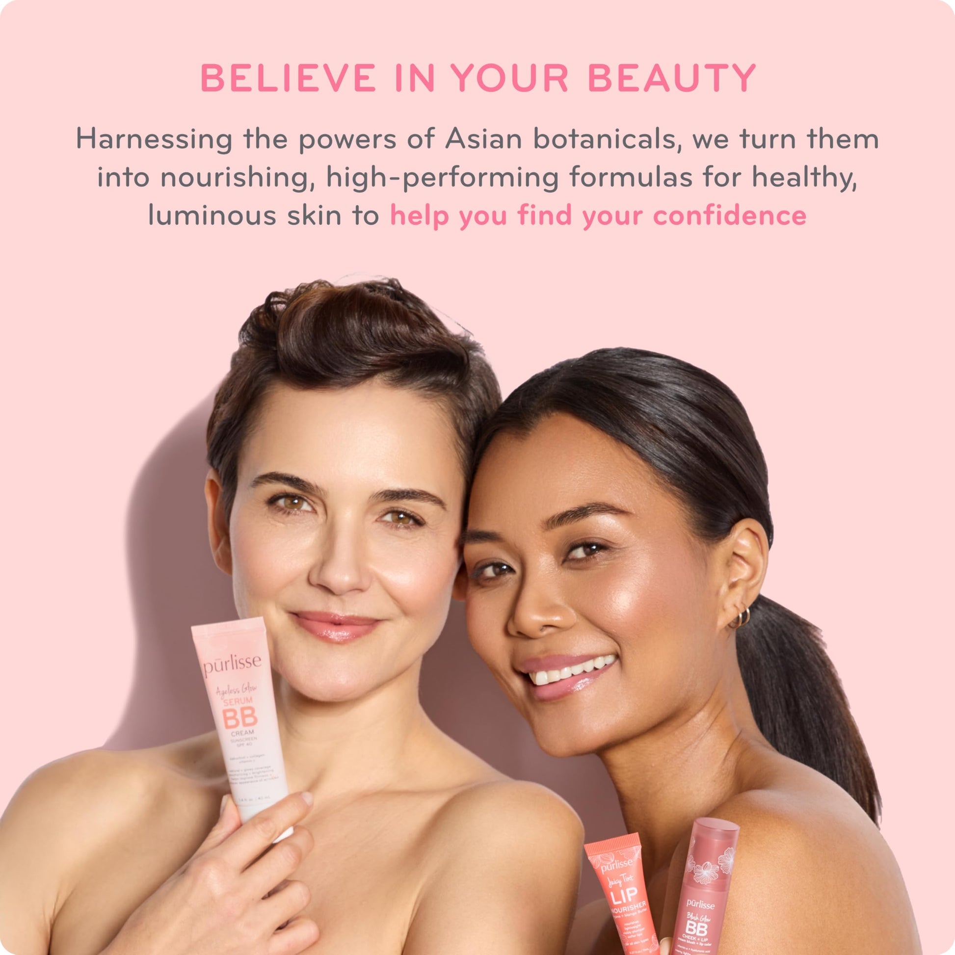 Authentic USA imported Purlisse cosmetic tube showing product weight and benefits.