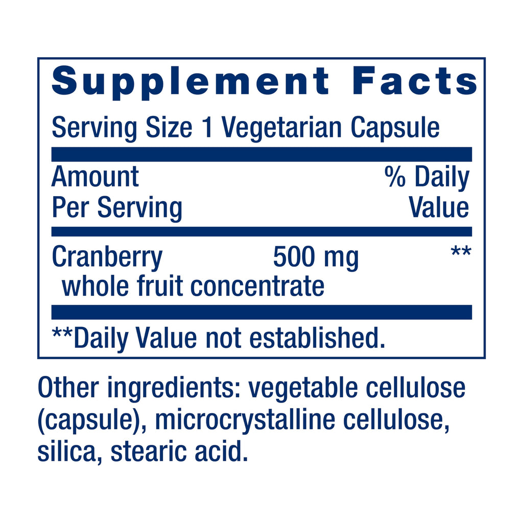 Authentic USA imported Life Extension Cran-Max bottle showing non-GMO and gluten-free certifications