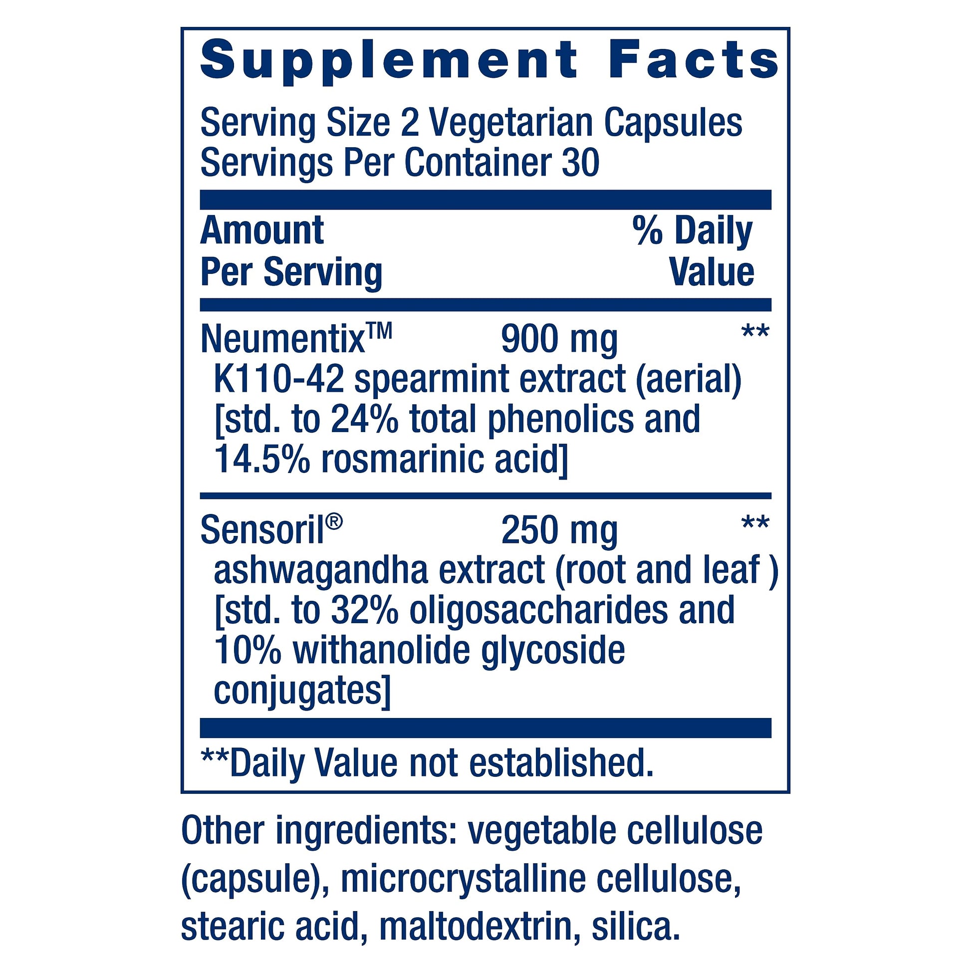 Life Extension Ashwagandha and Spearmint extract capsule close up