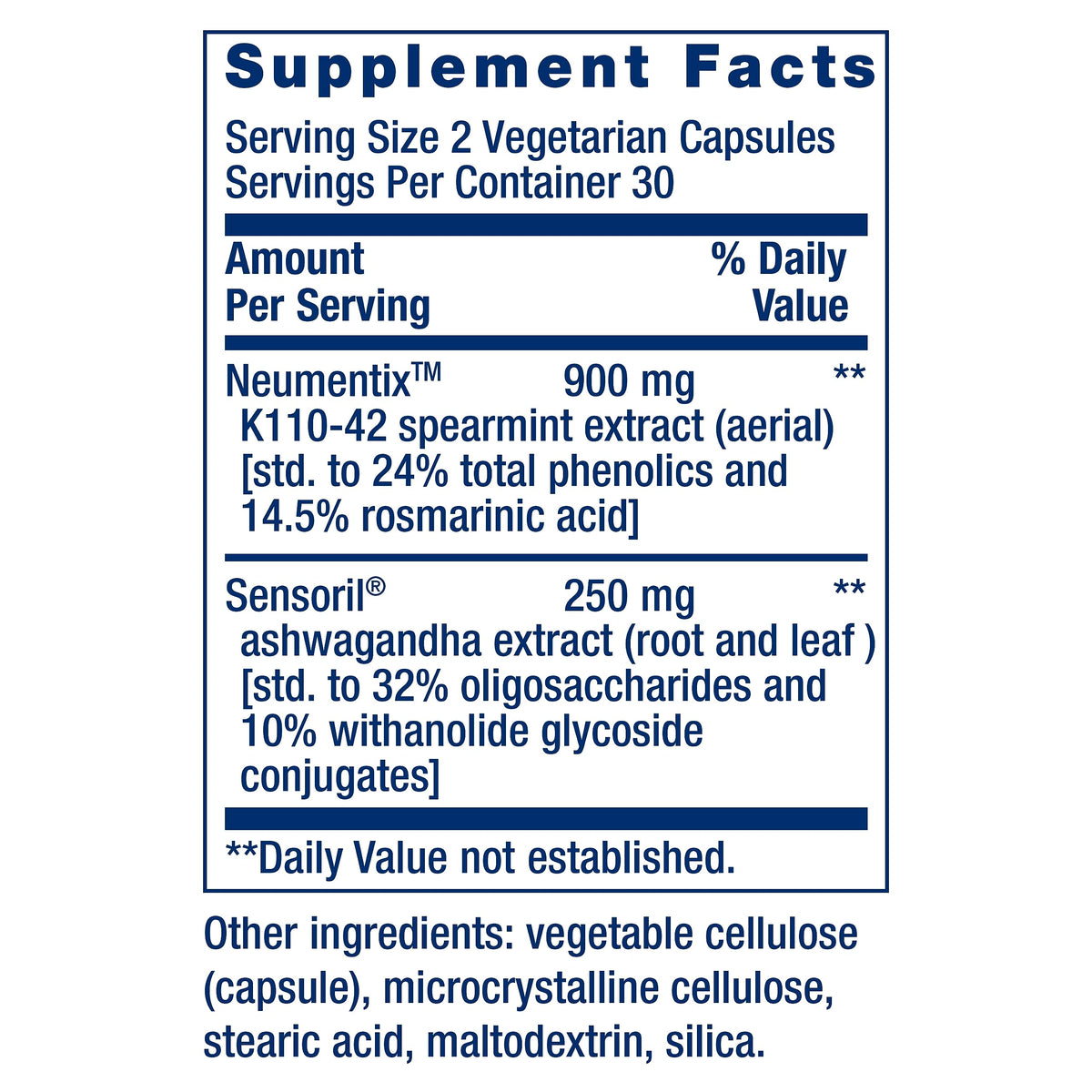 Life Extension Ashwagandha and Spearmint extract capsule close up