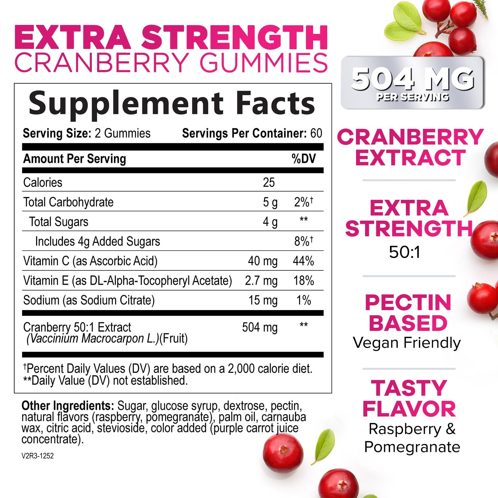 Nature's Nutrition Cranberry Extract Gummies antioxidant support badge