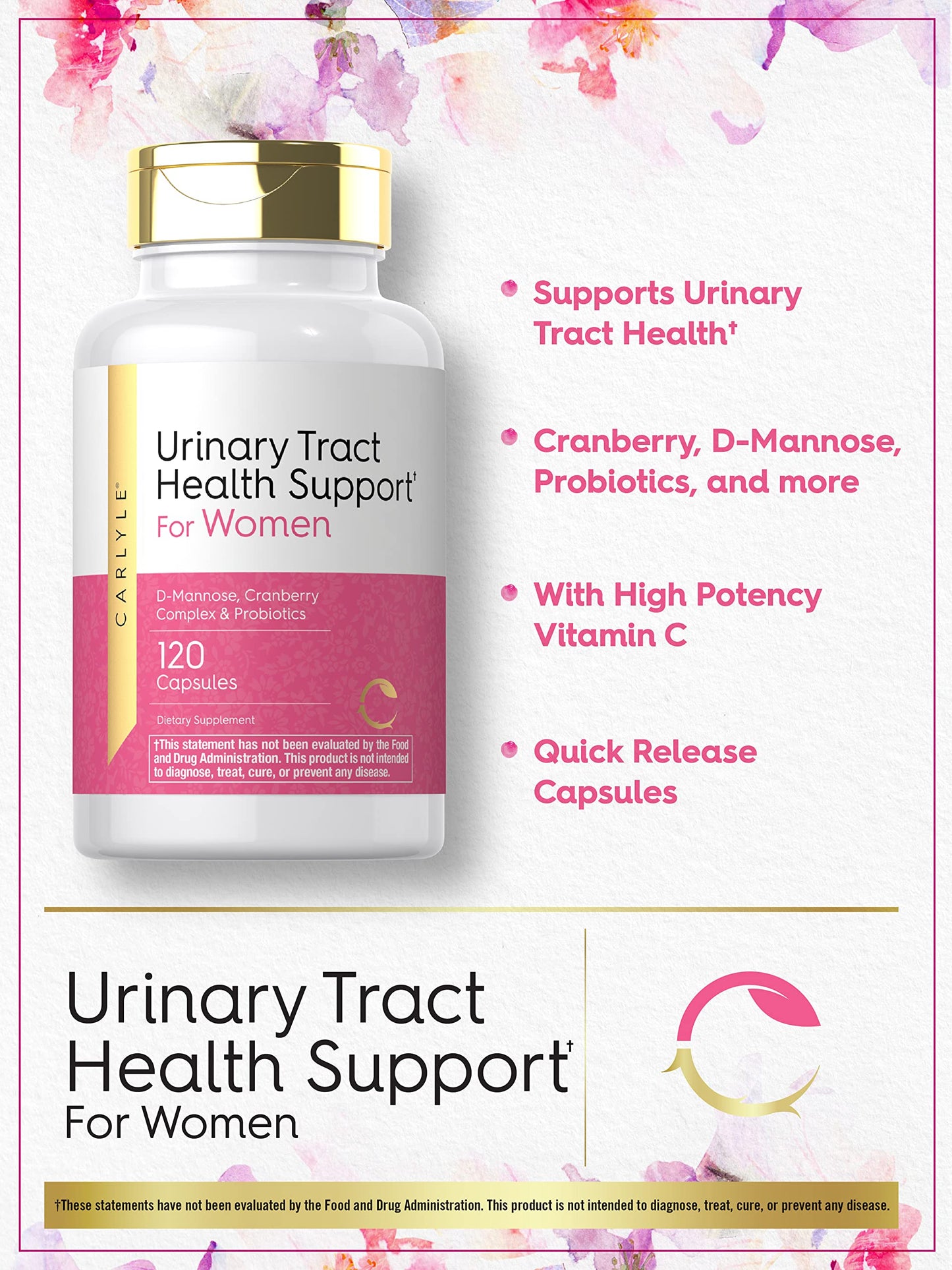 Carlyle Urinary Tract Health D-Mannose Cranberry Probiotics capsules