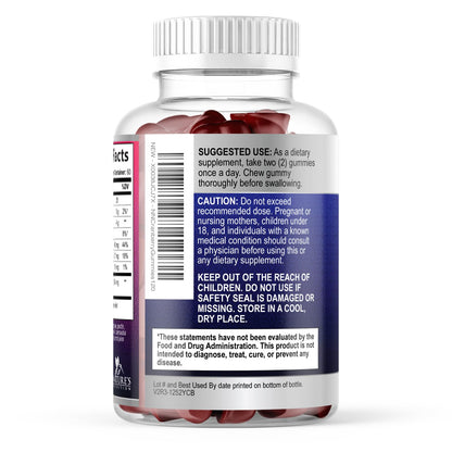 Nature's Nutrition Cranberry Extract Gummies packaging and ingredients