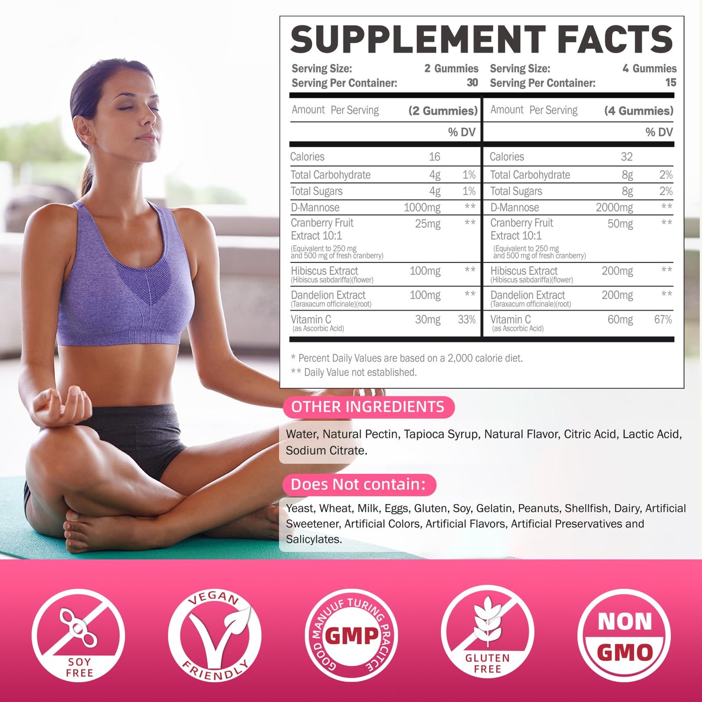 Joywiit Urinary Tract Support Gummies Supplement Facts Label