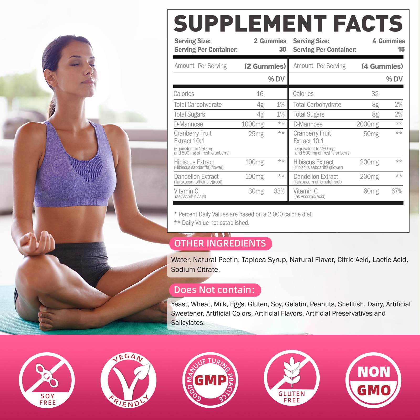 Joywiit Urinary Tract Support Gummies Supplement Facts Label