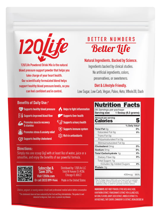 120LIFE Natural Beet Root Powder Blood Pressure Support Mix superfood ingredients