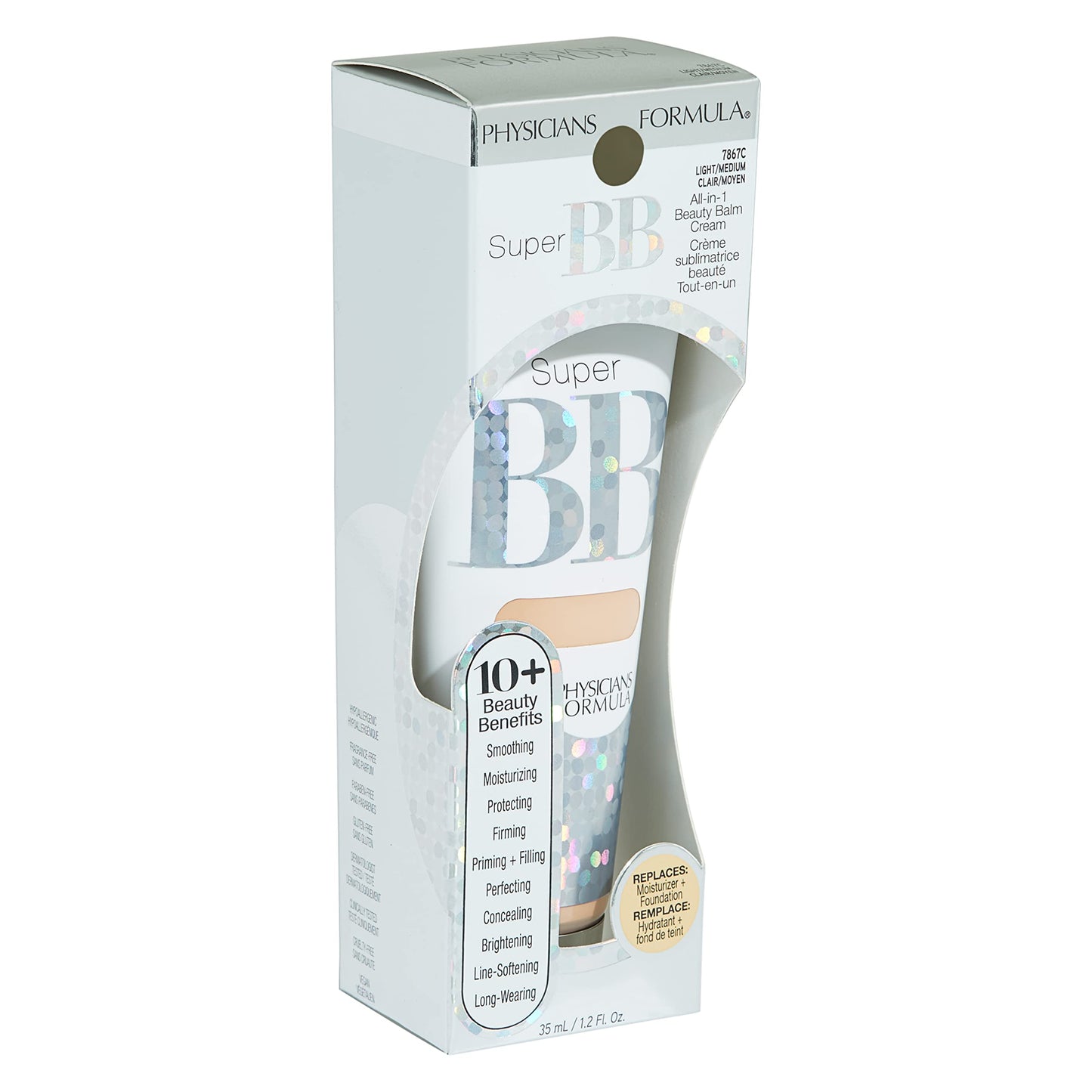 Physicians Formula hypoallergenic and fragrance free tinted beauty balm tube display
