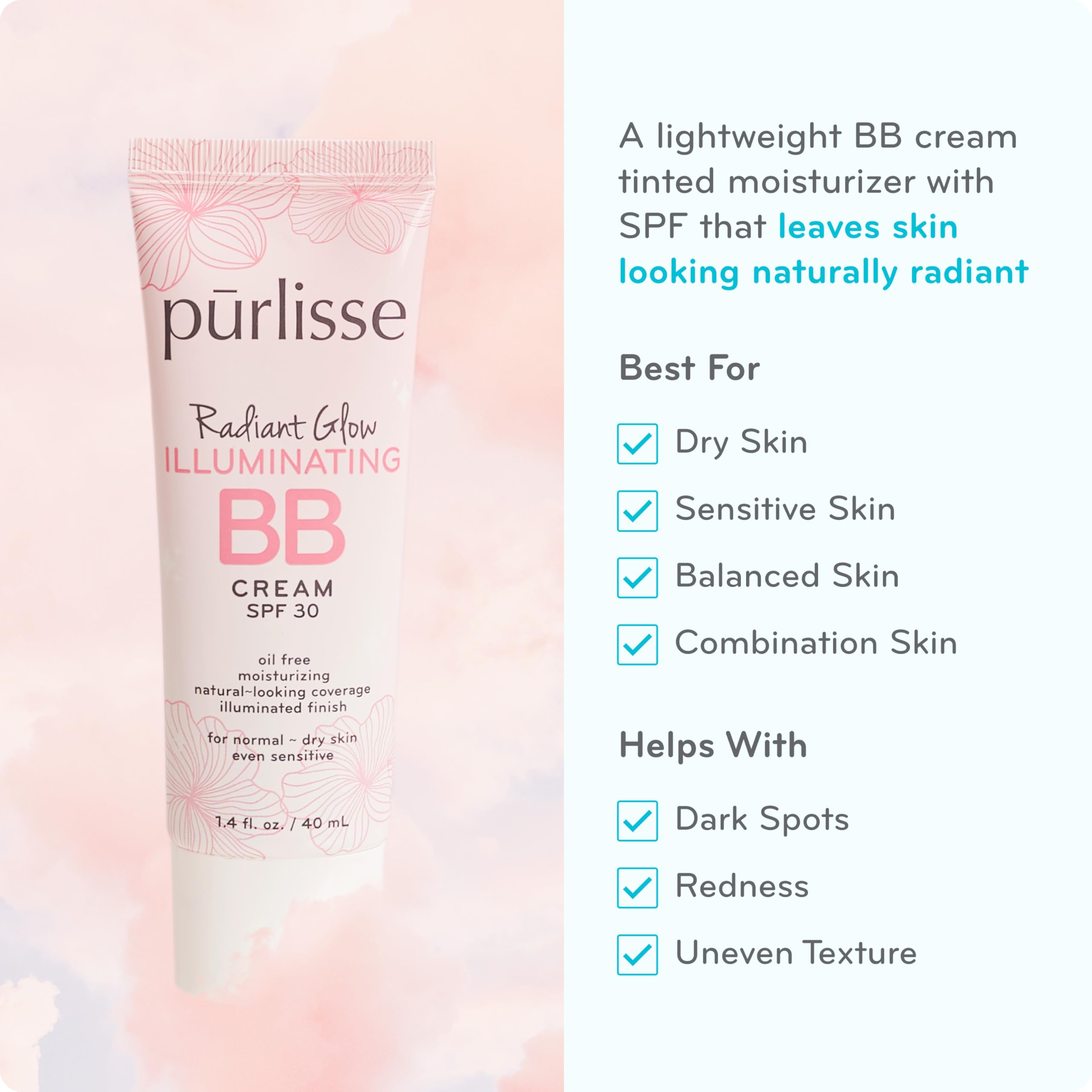 Purlisse illuminating bb cream tube side profile and label