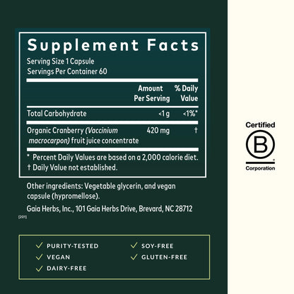 Authentic USA imported Gaia Herbs cranberry supplement for women health support