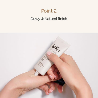 Light Medium shade texture swatch of IPKN Korean beauty balm on skin