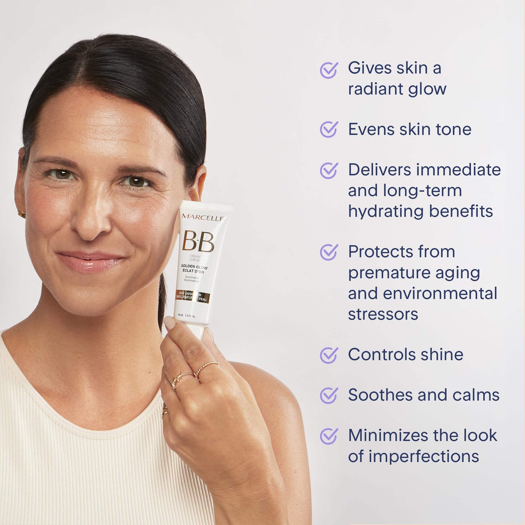 Marcelle beauty balm tube showing net weight and brand logo details
