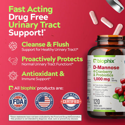 Biophix D-Mannose Cranberry Probiotics USA imported packaging