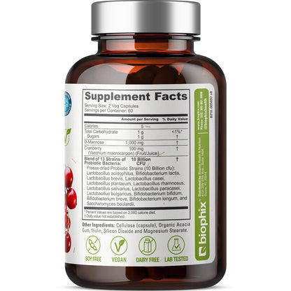 Biophix D-Mannose urinary tract support supplement bottle