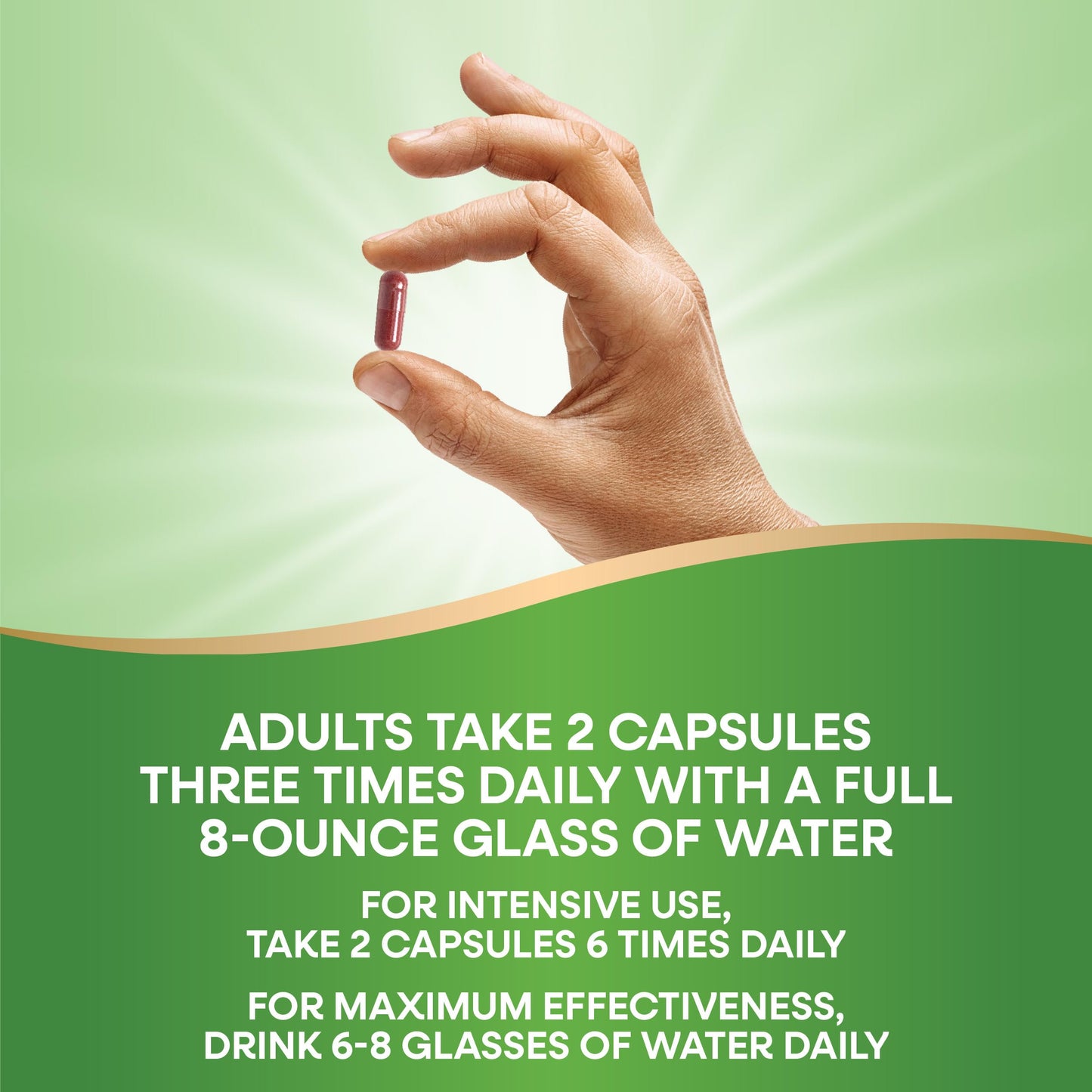 Nature's Way Cranberry supplement label detailing the standard and intensive daily dosage directions.