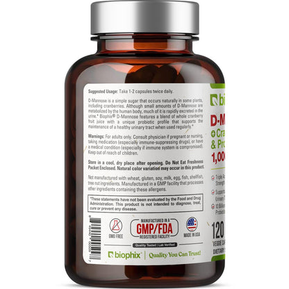 Biophix D-Mannose 1000mg Cranberry Probiotics lifestyle flatlay
