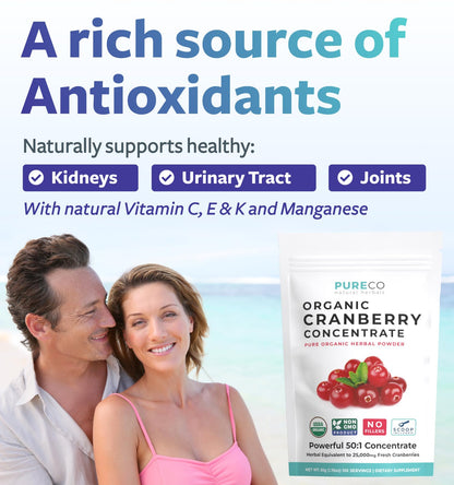 Pure Co Organic Cranberry Powder scoop and texture