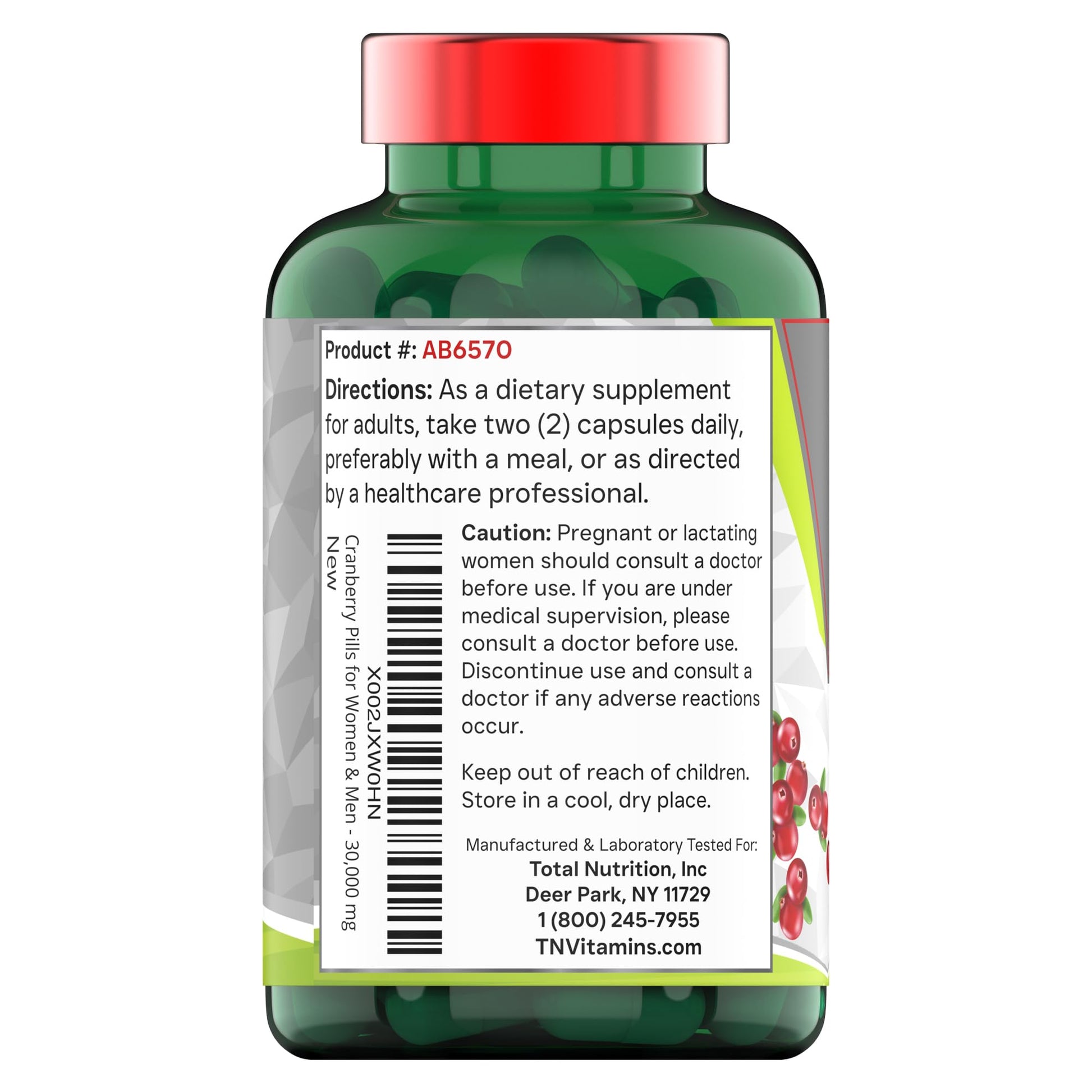 TNVitamins Triple Strength Cranberry 30000 mg Supplement Capsule View