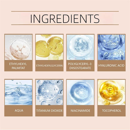 Hydrating skin blur formula side view highlighting product details