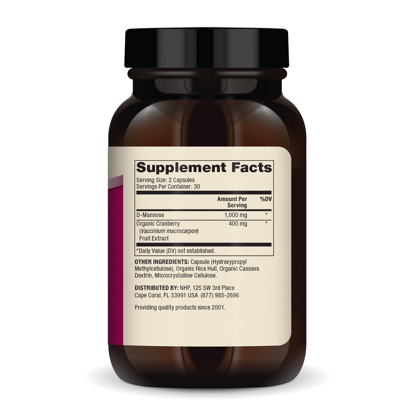Dr. Mercola bladder support supplement bottle back label