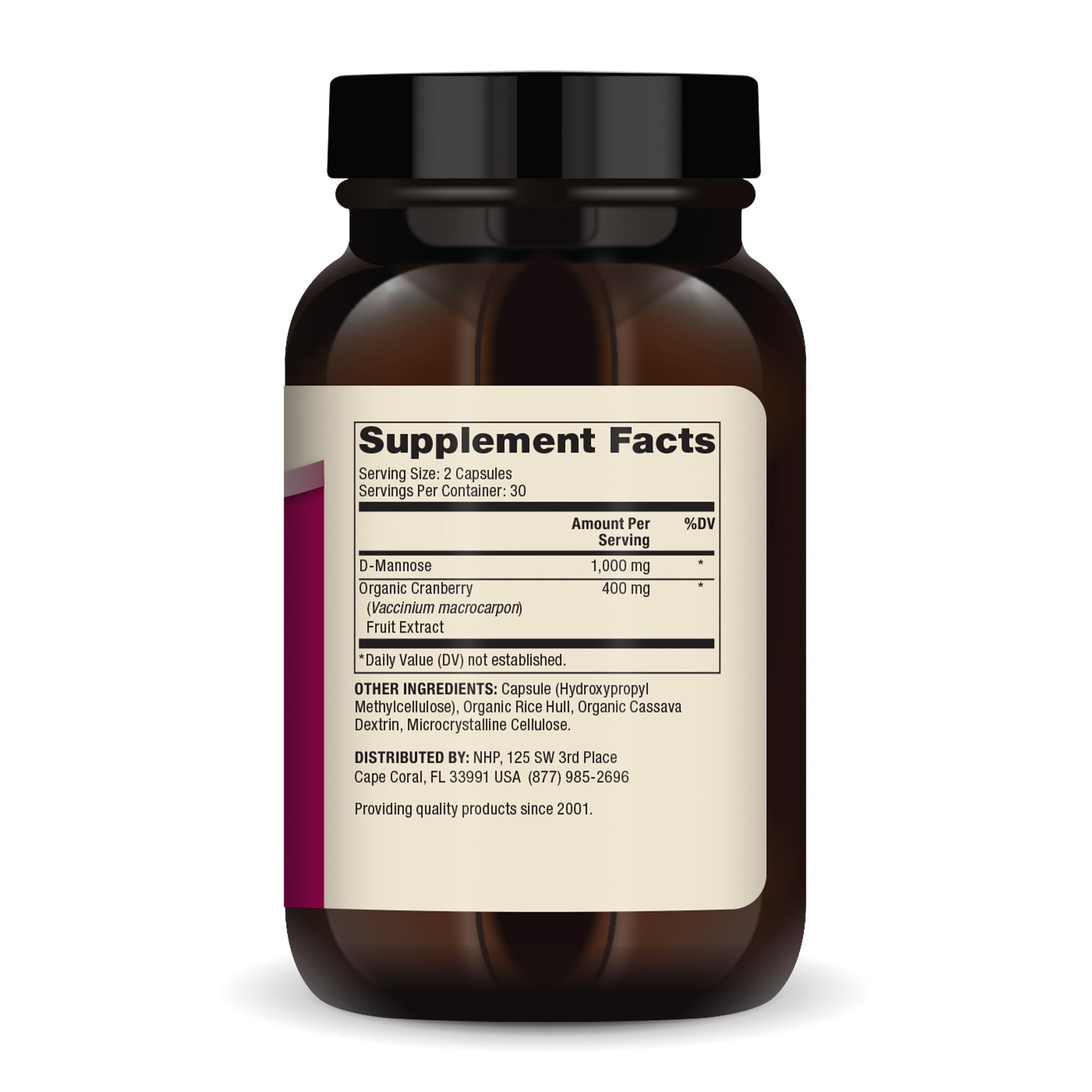Dr. Mercola bladder support supplement bottle back label