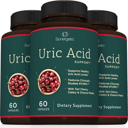 Sunergetic Premium Uric Acid Support Bottle Top and Cap