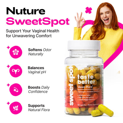 Taste The Sweet Spot Vaginal Health Supplement 60 Capsules Bottle