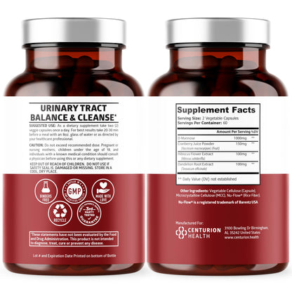 Number One Nutrition Premium D-Mannose 120 Capsules Supplement Facts Label