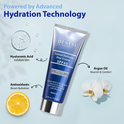 Side view of Dr. Denese defense cream container emphasizing its authentic USA import seal.