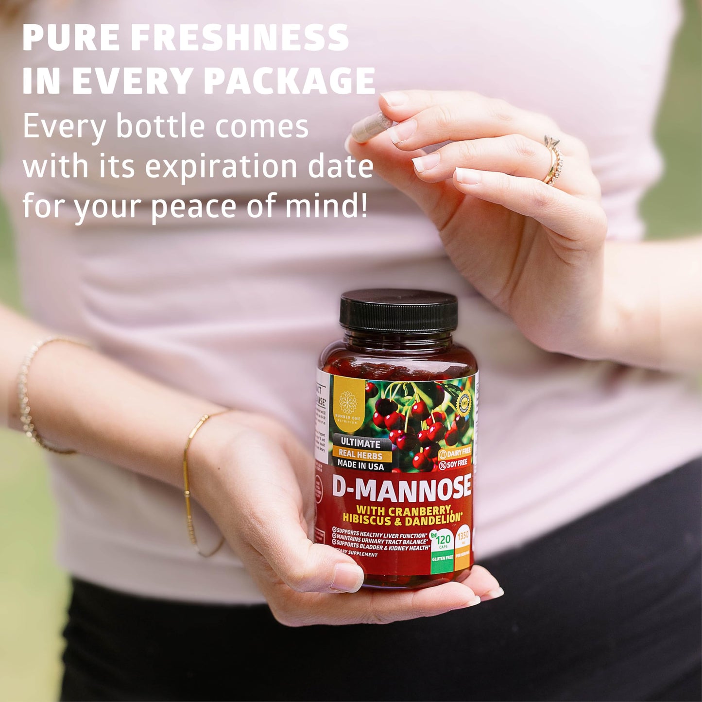 Number One Nutrition Premium D-Mannose 1350mg Bottle Side View