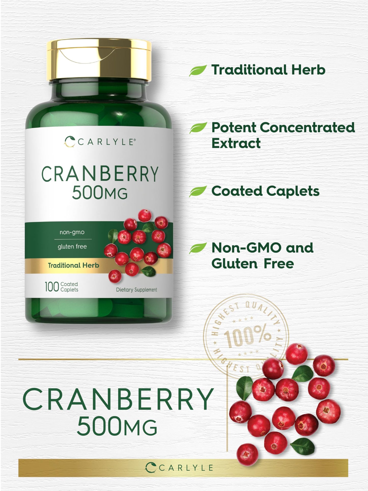 Carlyle Cranberry Gluten Free Supplement Back View