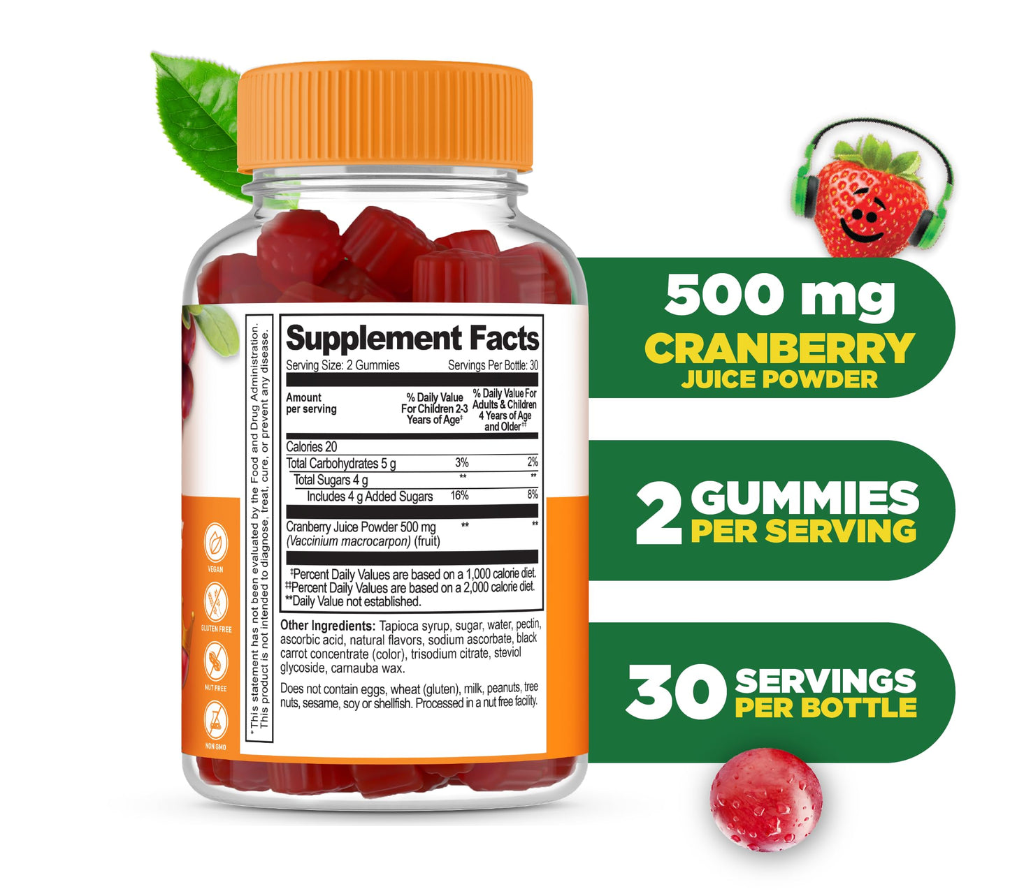 Lifeable Cranberry Gummies For Kids 60 Count Supplement Facts