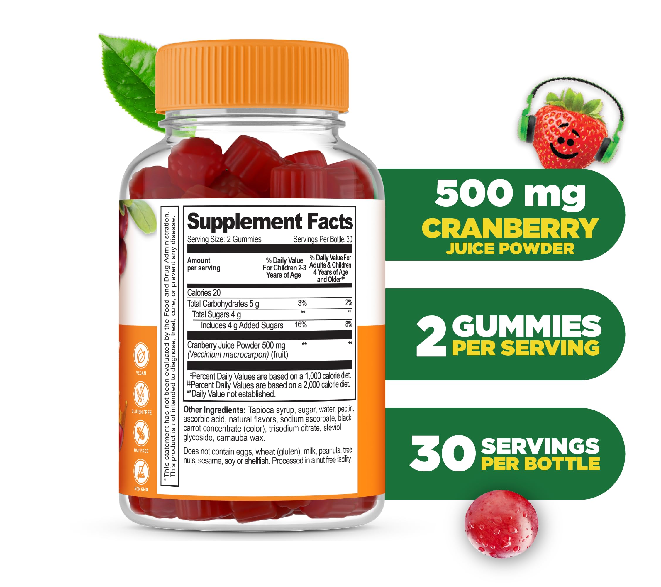 Lifeable Cranberry Gummies For Kids 60 Count Supplement Facts