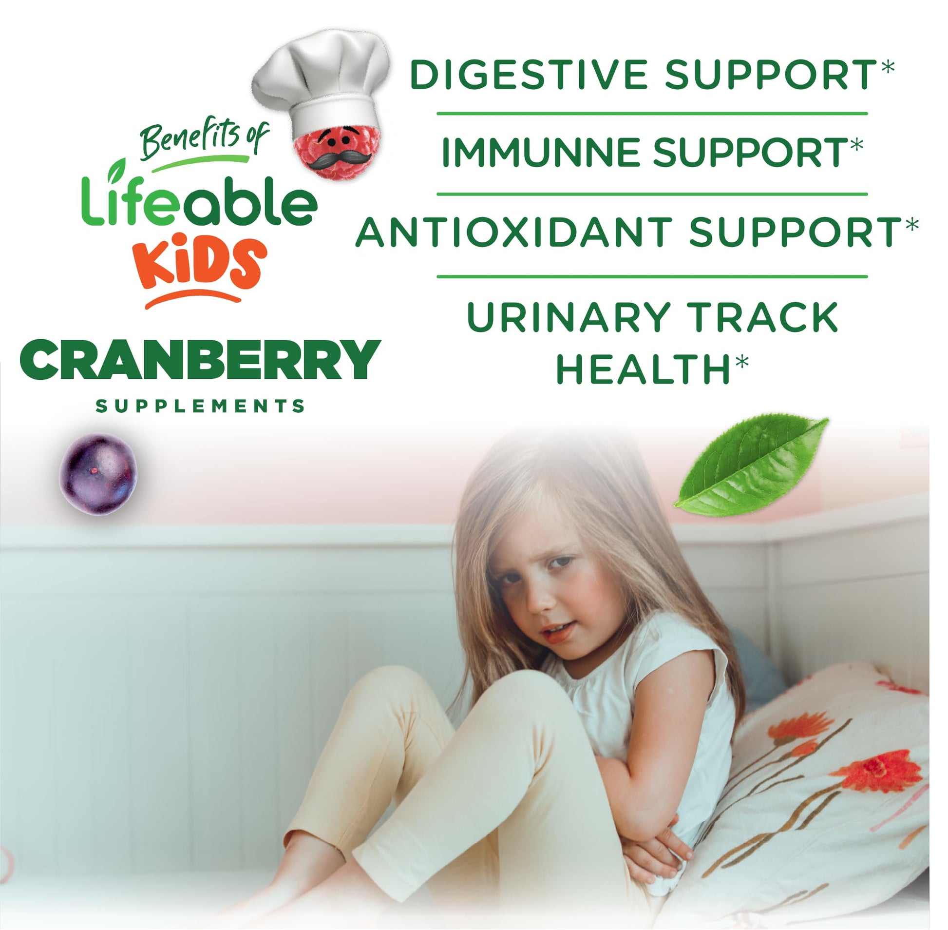 Lifeable Cranberry Gummies For Kids Vegan Label Details