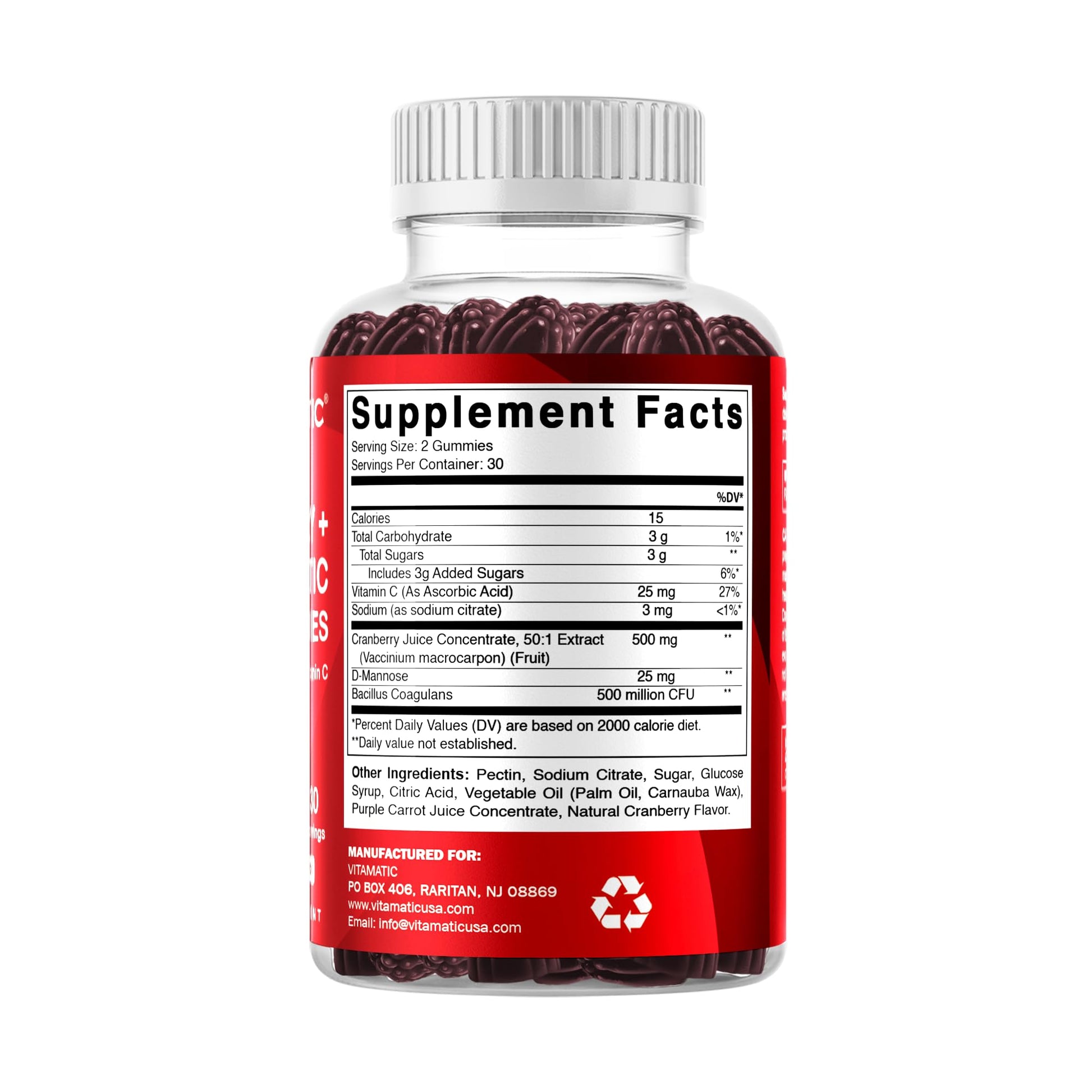 Vitamatic Cranberry With D Mannose Daily Wellness Support